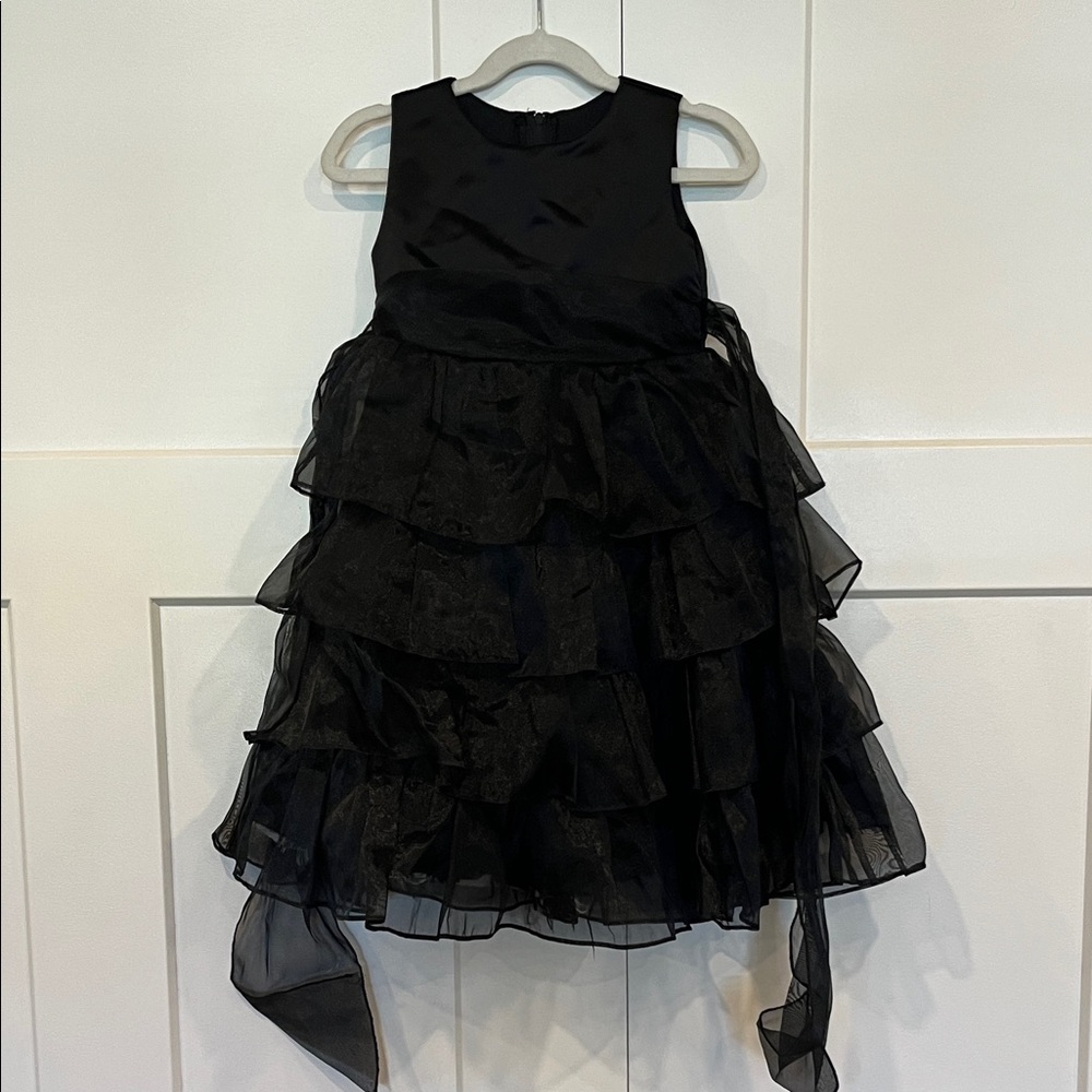 Elegant Black Tiered Flower Girl Formal Dress 4T